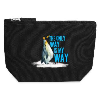 Funny Nihilist Penguin Meme T-shirt Walking Away  - Canvas Zip Pouch 12 x 13 cm - black - Front