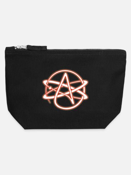 Atheist Symbol rot - Canvas Reißverschluss-Täschchen (12 x 13 cm) - Schwarz