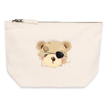 niedliches Piraten Teddy Graffiti mit Augenklappe - Canvas Reißverschluss-Täschchen (12 x 13 cm) - Naturweiß - Vorne
