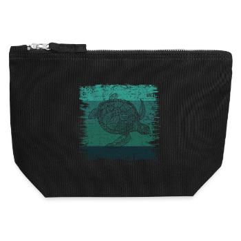 Schildkröte - Canvas Reißverschluss-Täschchen (12 x 13 cm) - Schwarz - Vorne