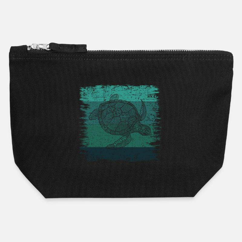 Turtle - Canvas Zip Pouch 12 x 13 cm - black