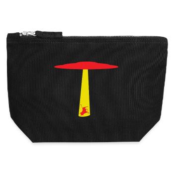 UFO abduction of a bull - Canvas Zip Pouch 12 x 13 cm - black - Front