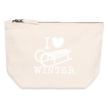 i love winter Schnee Schlitten Herz Liebe Symbol - Canvas Reißverschluss-Täschchen (12 x 13 cm) - Naturweiß - Vorne