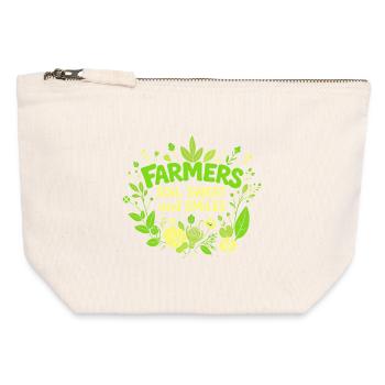 FARMERS: SOIL, SWEAT, AND SMILES - Canvas Zip Pouch 12 x 13 cm - nature - Front
