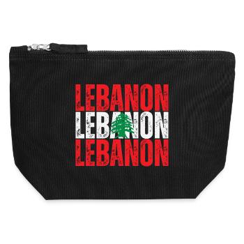 Drapeau du Liban, fierté libanaise - Pochette zippée en toile 12 x 13 cm - noir - Devant