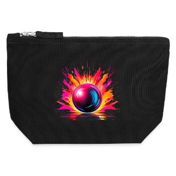 Bowling - Canvas Reißverschluss-Täschchen (12 x 13 cm) - Schwarz - Vorne