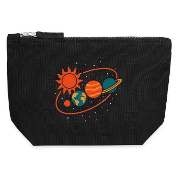 Explorer les planètes Système solaire Univers Fun - Pochette zippée en toile 12 x 13 cm - noir - Devant