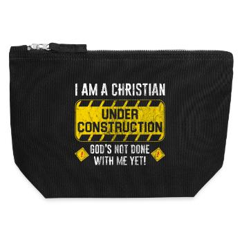 Under Construction God is still working on me - Canvas Zip Pouch 12 x 13 cm - black - Front