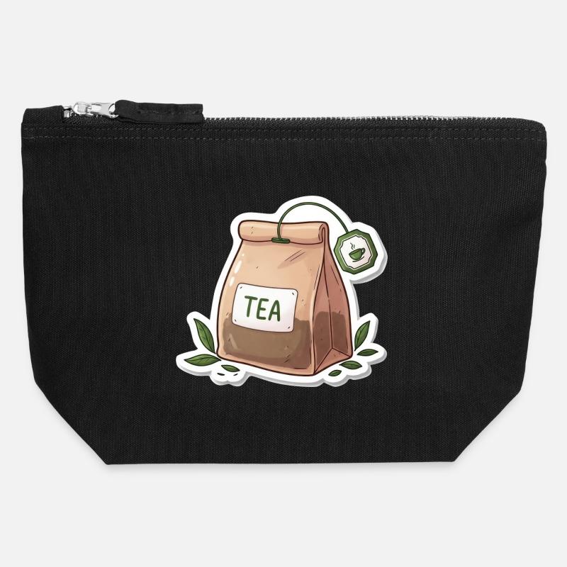 Teebeutel Illustration - Canvas Reißverschluss-Täschchen (12 x 13 cm) - Schwarz