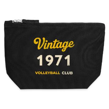 Millésime 1971 – Club de volley-ball Rétro Année de naissance - Pochette zippée en toile 12 x 13 cm - noir - Devant