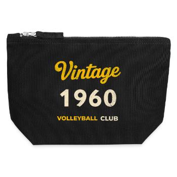 Vintage 1960 – Club de volley-ball Rétro Année de naissance - Pochette zippée en toile 12 x 13 cm - noir - Devant