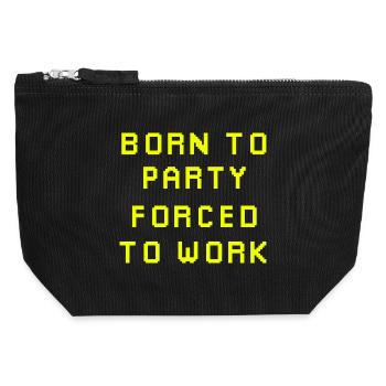 Born to party forced to work - Canvas Zip Pouch 12 x 13 cm - black - Front