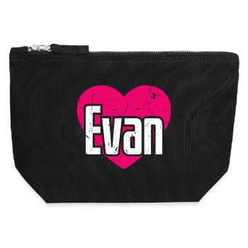 I Love Evan Pinkes Herz Ich liebe Evan - Canvas Reißverschluss-Täschchen (12 x 13 cm) - Schwarz - Vorne