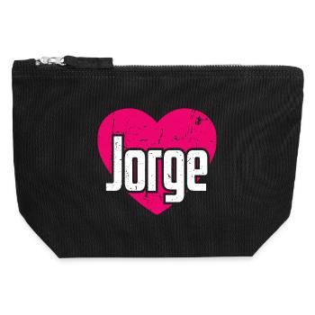 I Love Jorge Pink Heart I Love Jorge - Canvas Zip Pouch 12 x 13 cm - black - Front