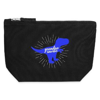 Grandpasaurus T-Rex Silhouette Dinosaure Papa - Pochette zippée en toile 12 x 13 cm - noir - Devant
