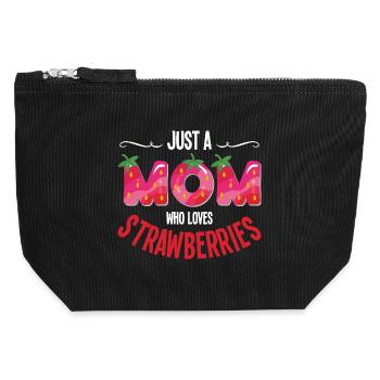 Just a mom who loves strawberries - Canvas Zip Pouch 12 x 13 cm - black - Front