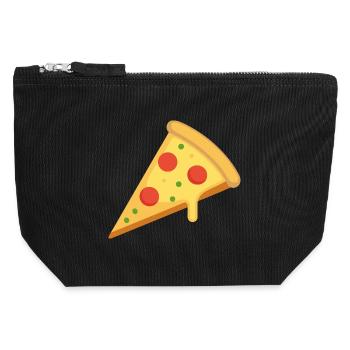 tranche de pizza - Pochette zippée en toile 12 x 13 cm - noir - Devant