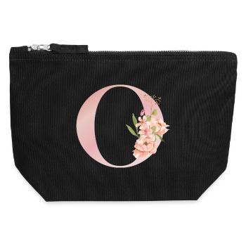 C Florale Monogramme Pastel - Pochette zippée en toile 12 x 13 cm - noir - Devant