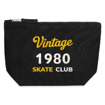 Vintage 1980 Skate Club Retro Geburtsjahr Geschenk - Canvas Reißverschluss-Täschchen (12 x 13 cm) - Schwarz - Vorne