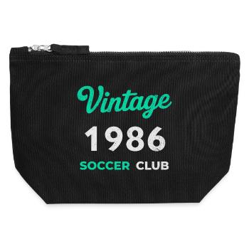 Vintage 1986 – Soccer Club Retro Birth Year - Canvas Zip Pouch 12 x 13 cm - black - Front