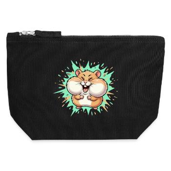 Câlin, heureux, coup de pied de hamster - Pochette zippée en toile 12 x 13 cm - noir - Devant