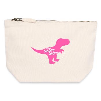 Sistersaur Funny T-Rex Dinosaur Silhouette Art - Canvas Zip Pouch 12 x 13 cm - nature - Front