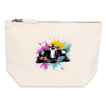 Colorful Splash Art Rush Race Car Driver Racing - Canvas Zip Pouch 12 x 13 cm - nature - Front