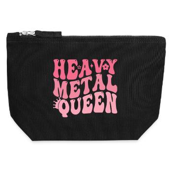 Heavy Metal Königin im Pink Retro - Canvas Reißverschluss-Täschchen (12 x 13 cm) - Schwarz - Vorne
