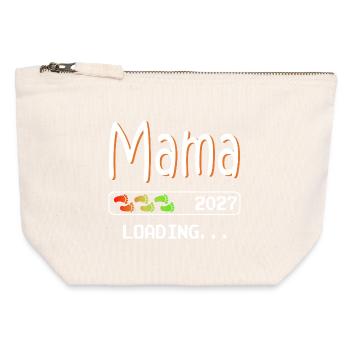 Maman 2027 chargeant grossesse de future mère - Pochette zippée en toile 12 x 13 cm - blanc naturel - Devant