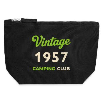 Vintage 1957 – Camping Club Retro Birth Year - Canvas Zip Pouch 12 x 13 cm - black - Front