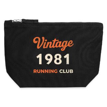 Vintage 1981 Running Club Birthday Gift Idea - Canvas Zip Pouch 12 x 13 cm - black - Front