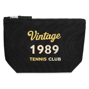 Cadeau d’anniversaire rétro vintage du Tennis Club 1989 - Pochette zippée en toile 12 x 13 cm - noir - Devant