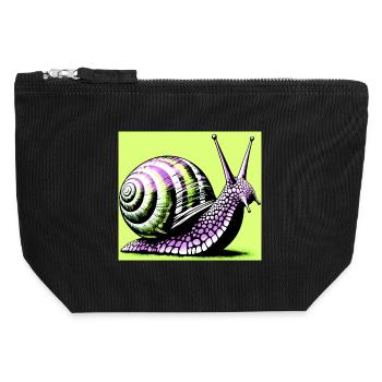 Snail - Canvas Zip Pouch 12 x 13 cm - black - Front