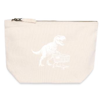 Dino-Shopper: T-Rex mit Wagen - Canvas Reißverschluss-Täschchen (12 x 13 cm) - Naturweiß - Vorne