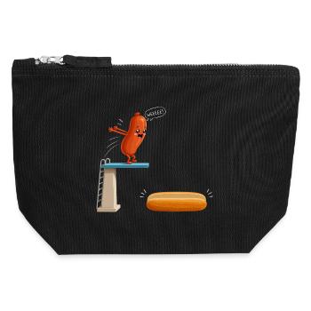 Hot Dog, Sausages, BBQ, Grilling, Griller - Canvas Zip Pouch 12 x 13 cm - black - Front