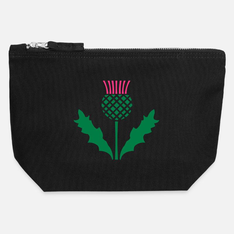 Scottish Thistle - Canvas Zip Pouch 12 x 13 cm - black