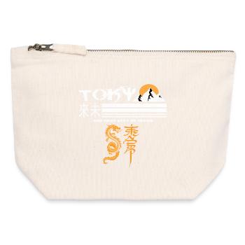 Tokio Orange - Canvas Reißverschluss-Täschchen (12 x 13 cm) - Naturweiß - Vorne
