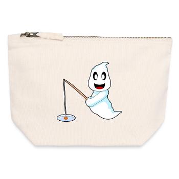Pêche aux fantômes à Halloween - Pochette zippée en toile 12 x 13 cm - blanc naturel - Devant