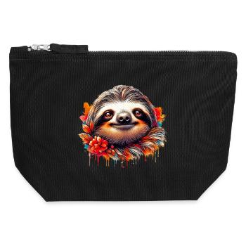Sloth - Canvas Zip Pouch 12 x 13 cm - black - Front