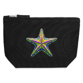 Étoile de mer - Pochette zippée en toile 12 x 13 cm - noir - Devant