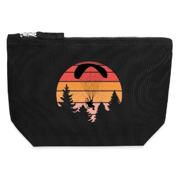 Sonnenuntergang Paragliding Silhouette Design - Canvas Reißverschluss-Täschchen (12 x 13 cm) - Schwarz - Vorne