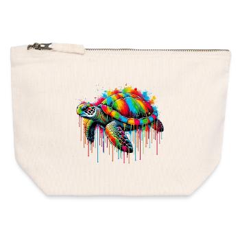 Turtle - Canvas Zip Pouch 12 x 13 cm - nature - Front