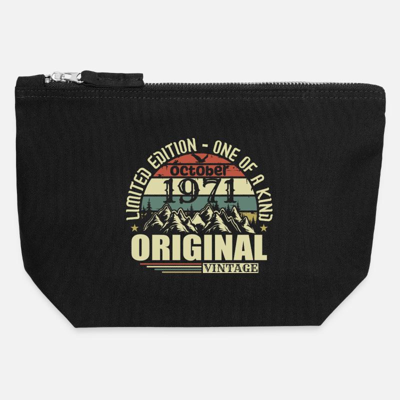 october 1971 - gift for his 54th birthday october - Canvas Zip Pouch 12 x 13 cm - black