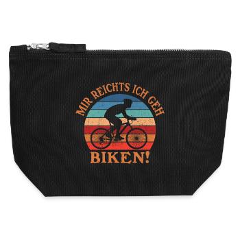 Motif motard rétro coucher de soleil - Pochette zippée en toile 12 x 13 cm - noir - Devant