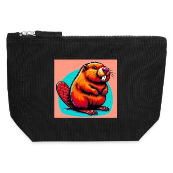 Bieber - Canvas Reißverschluss-Täschchen (12 x 13 cm) - Schwarz - Vorne