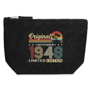 77th Birthday Original November Born 1948 - Canvas Zip Pouch 12 x 13 cm - black - Front
