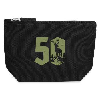Jäger 50. Geburtstag Jagd 50 Jahre Zahl Hirsch - Canvas Reißverschluss-Täschchen (12 x 13 cm) - Schwarz - Vorne