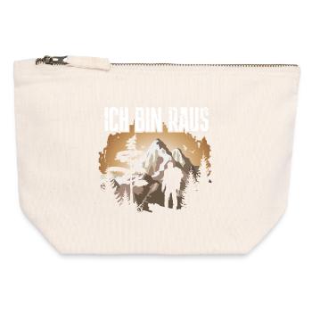 Mountain hiker silhouette in the mountains - Canvas Zip Pouch 12 x 13 cm - nature - Front