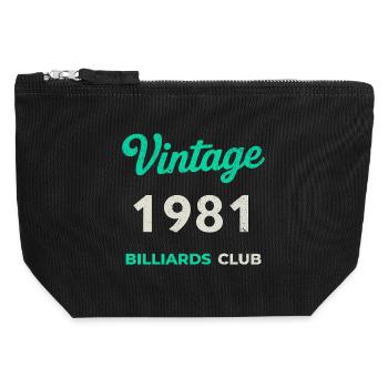 Vintage 1981 – Billiards Club Retro Birth Year - Canvas Zip Pouch 12 x 13 cm - black - Front
