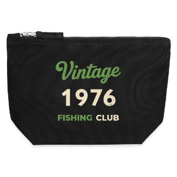 Vintage 1976 – Année de naissance rétro du club de pêche - Pochette zippée en toile 12 x 13 cm - noir - Devant
